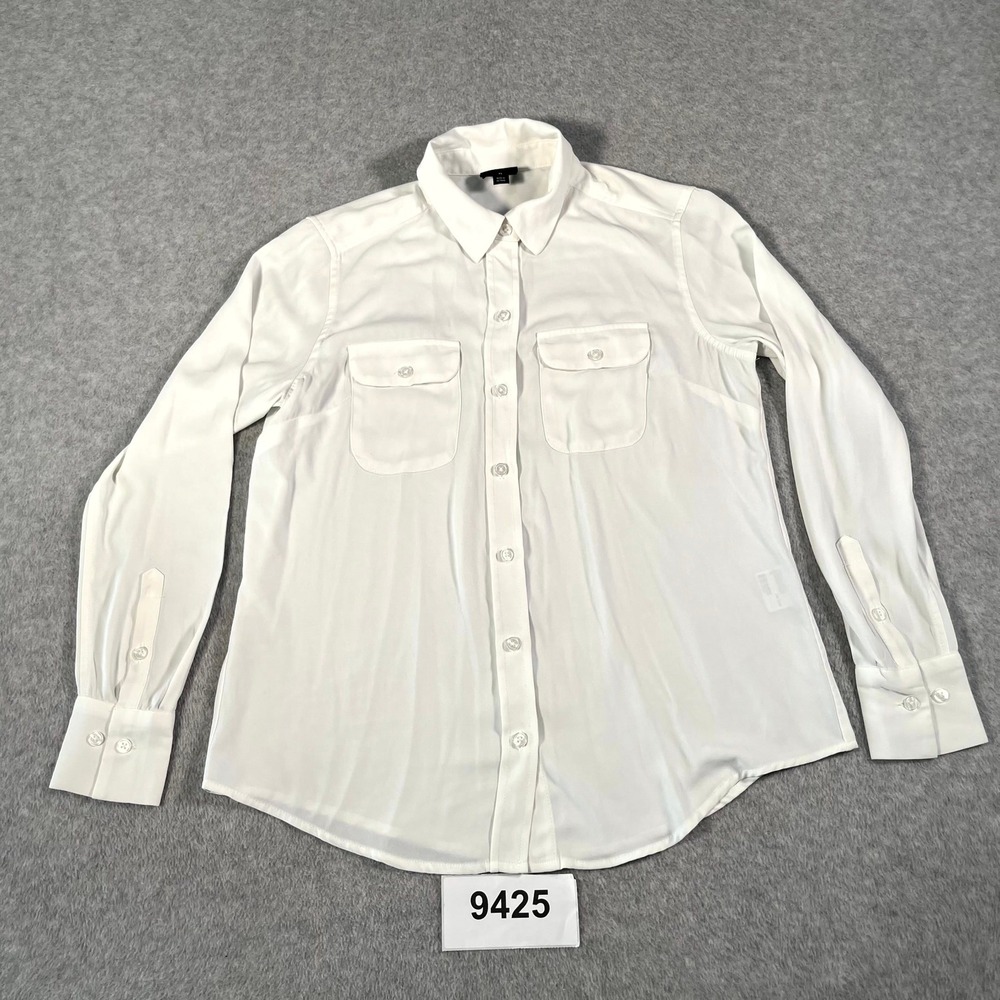 I.N.C Shirt Womens XS White Long Sleeve Collared Button Up Casual Outdoor